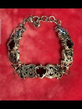 Vintage Brighton Red Heart Bracelet Endless Love Silver Tone